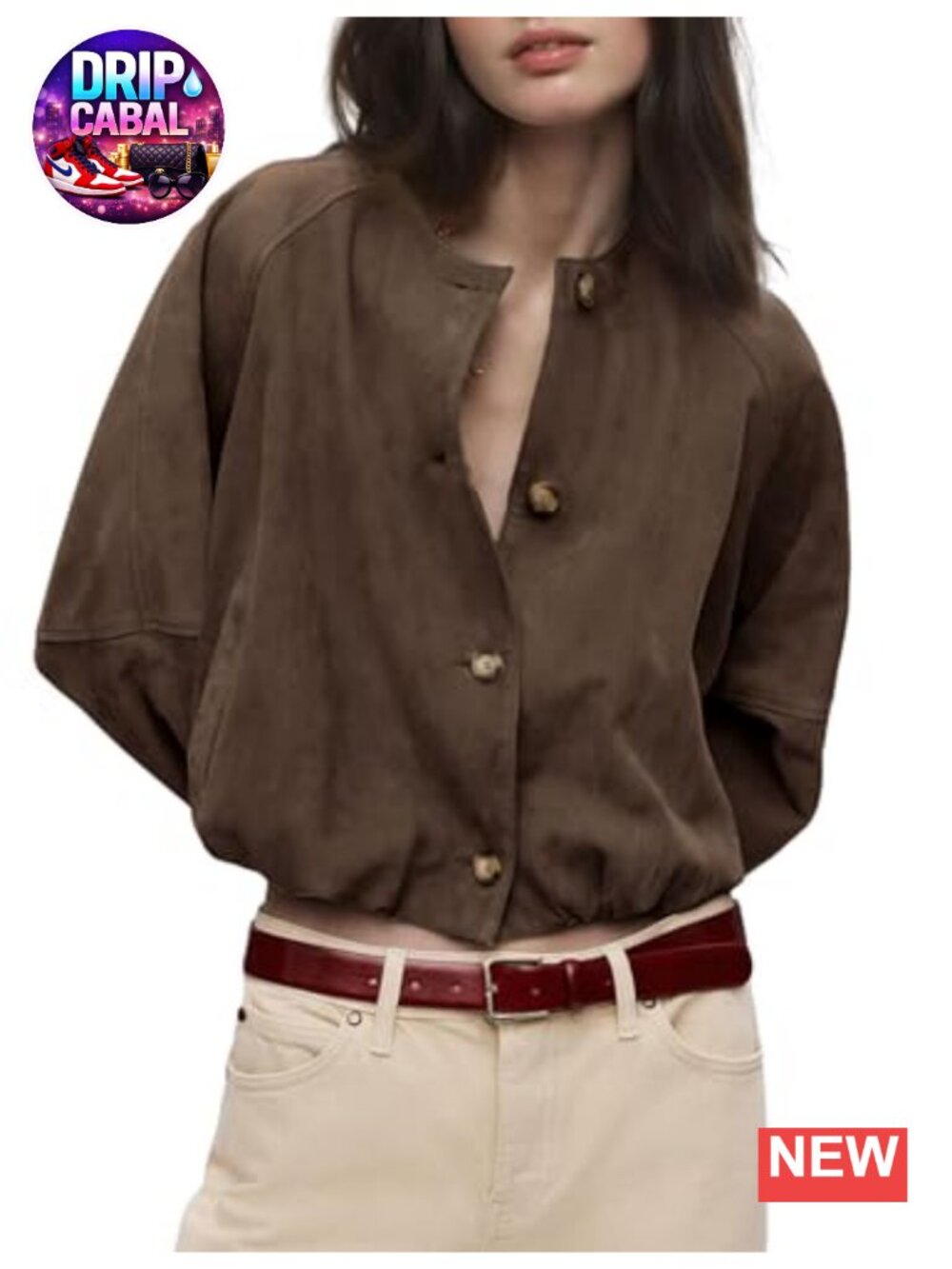 Women's Oversized Faux Suede Cropped Jacket Trendy Streetwear Coat